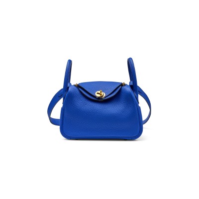 HERMÈS BLEU ROYAL CLEMENCE MINI LINDY GOLD HARDWARE H079086CCO8 (19*12.5*9cm)